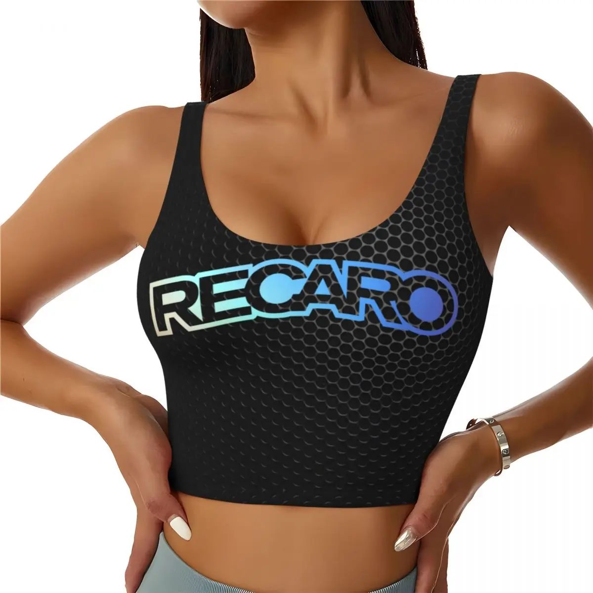 Custom Recaros Logo Sports Bra Women's High Impact Workout Yoga Crop Top