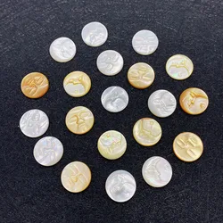 2pcs Classic Character Carving Natural Shell Round Fashion Jewelry Making DIY Handmade Jewelry Beaded Necklace Decoration