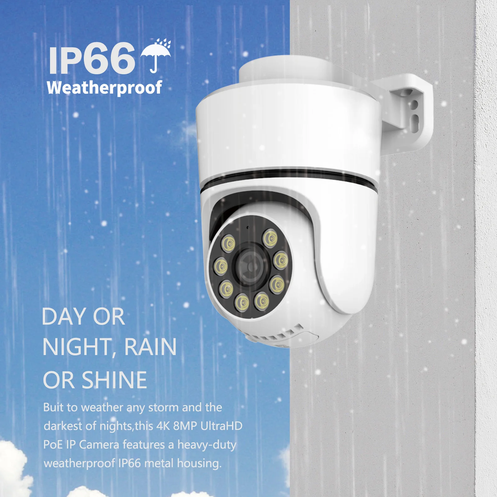 4K POE PTZ IP Camera Security Onvif Outdoor Color Night Vision Smart AI P2P Pan Tilt With Motion Detection Two Way Audio SD Slot