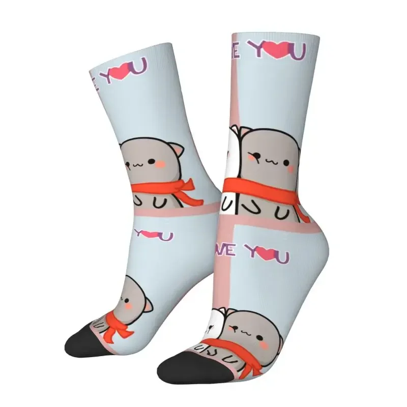 

Funny Valentine Day Mochi Cat Peach And Goma Socks Men Women Warm 3D Print Basketball Sports Socks