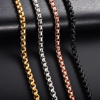 2/3/4/5mm Men's Box Chain Stainless Steel Necklace Choker for Women Silver/Gold/Black/Rose Gold Color 14 - 40 inch Metal Jewelry
