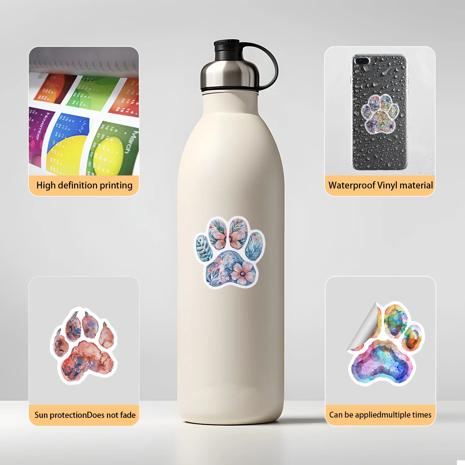 10/50PCS Farbe Klaue Drucken Aufkleber Lustige Tier Pfote Cartoon Aufkleber Katze Hund Graffiti DIY Laptop Telefon Gitarre auto Aufkleber Kinder Spielzeug