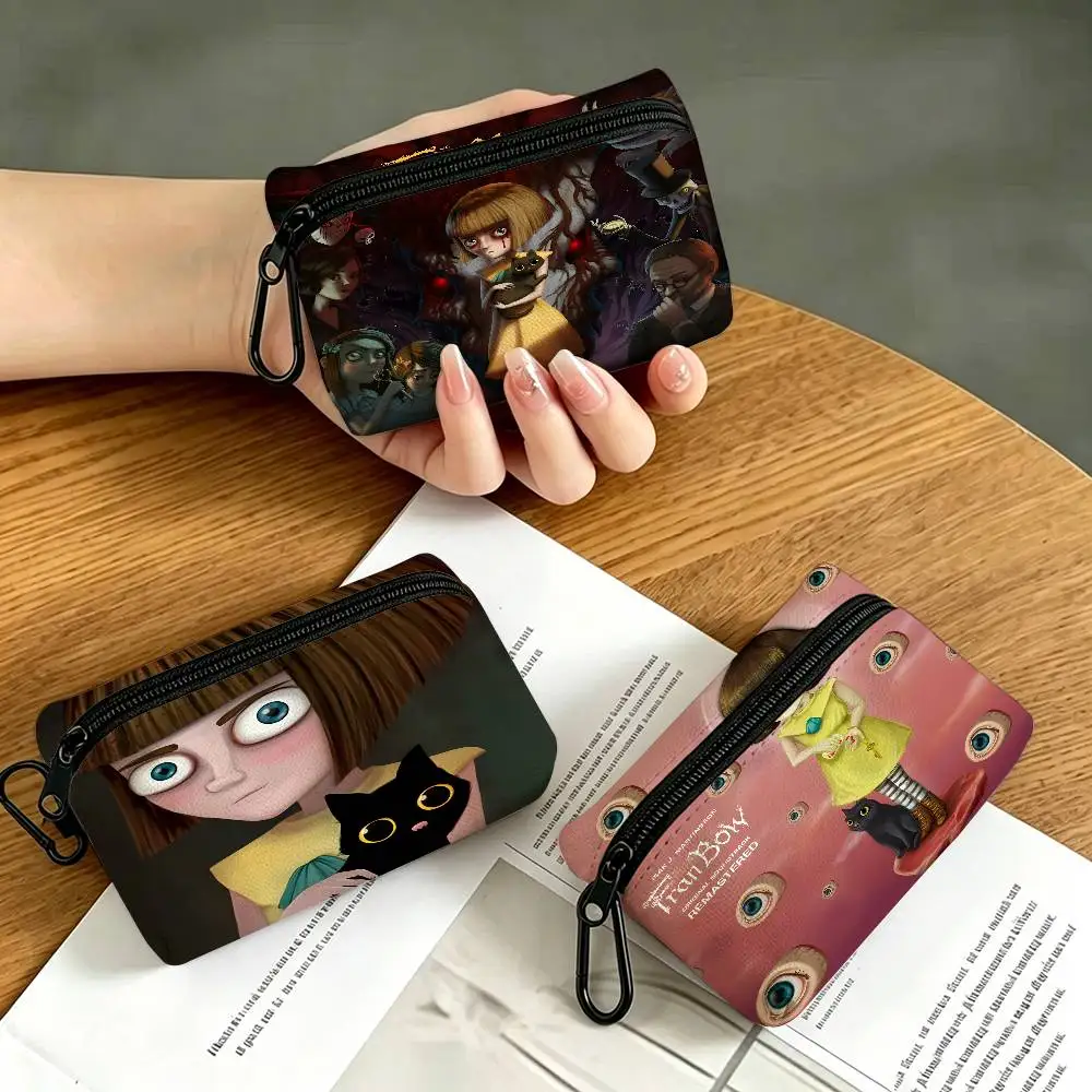 F-Fran B-Bow Mini Hanging Oxford Cloth Coin Bag Durable Zipper Key Card Pouch With Carabiner