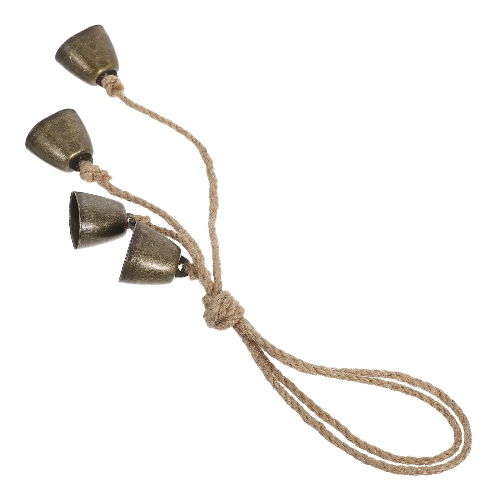 

Rustic Cowbell Wind Chime Vintage Metal Jute Rope Hanging Decor Farmhouse Christmas Small Cowbell Balcony Patio Garden Accessory