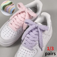 120cm Soft 15mm Big Fluffy Fuzzy Laces Wide Flat Plush Towel Shoelaces Design Perfect for Women Casual Sneakers Match