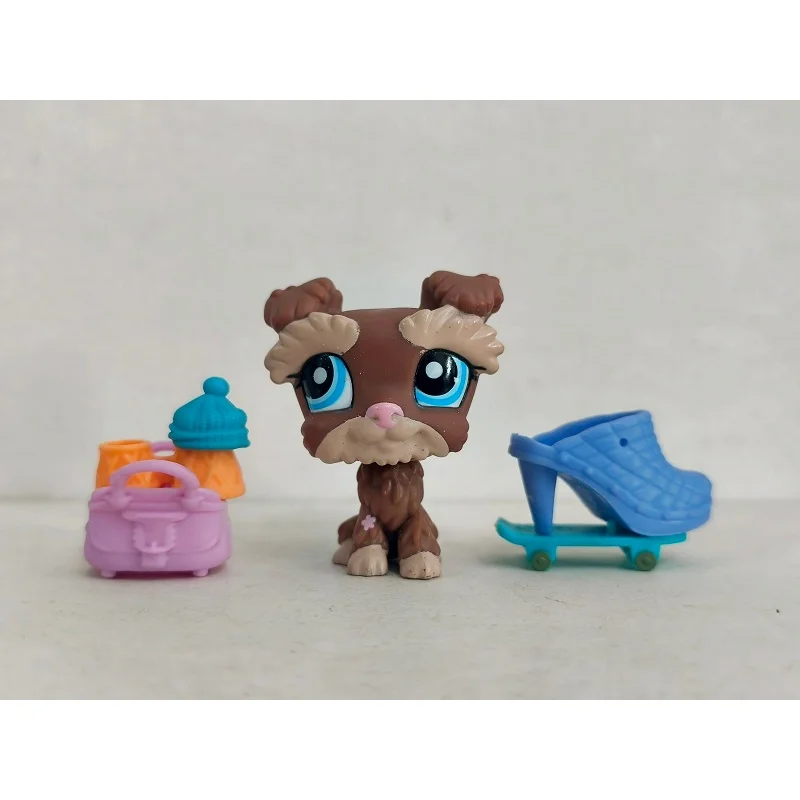 LPS Figure Brown Dog #6611 W/4pcs Accessories Littlest Pet Shop kid toy