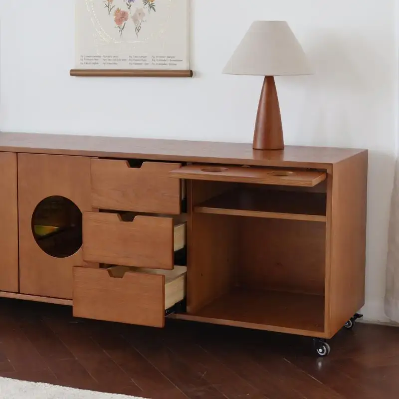 

Medieval cat TV cabinet Movable cat Storage side cabinet Cat toilet integrated cabinet