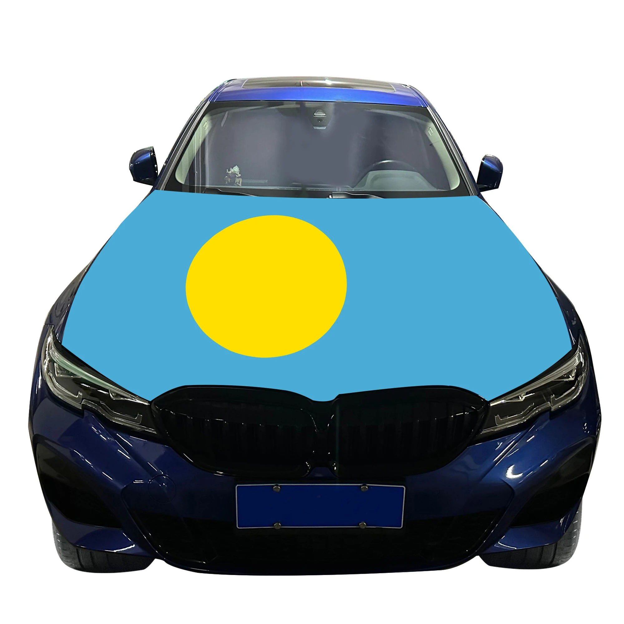 Palau Car Hood Cover Flag  Universal Size Elastic Polyester 120x150cm for Car Decor