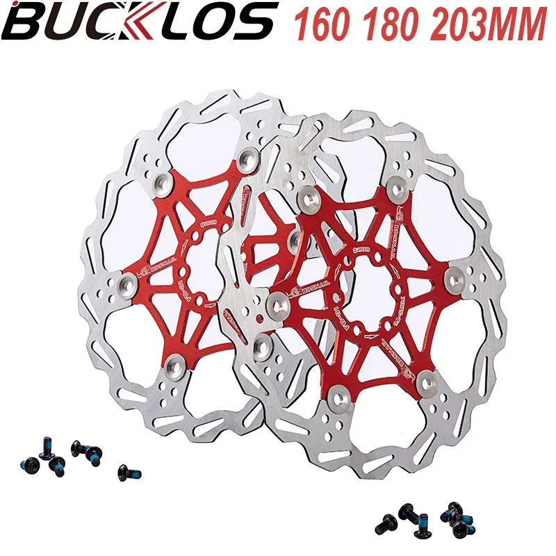 

2PC BUCKLOS 160/180/203 Bicycle Floating Rotor MTB Disc Brake Rotor Strong Heat Dissipation Mountain Bike Pads Bike Brakes Part