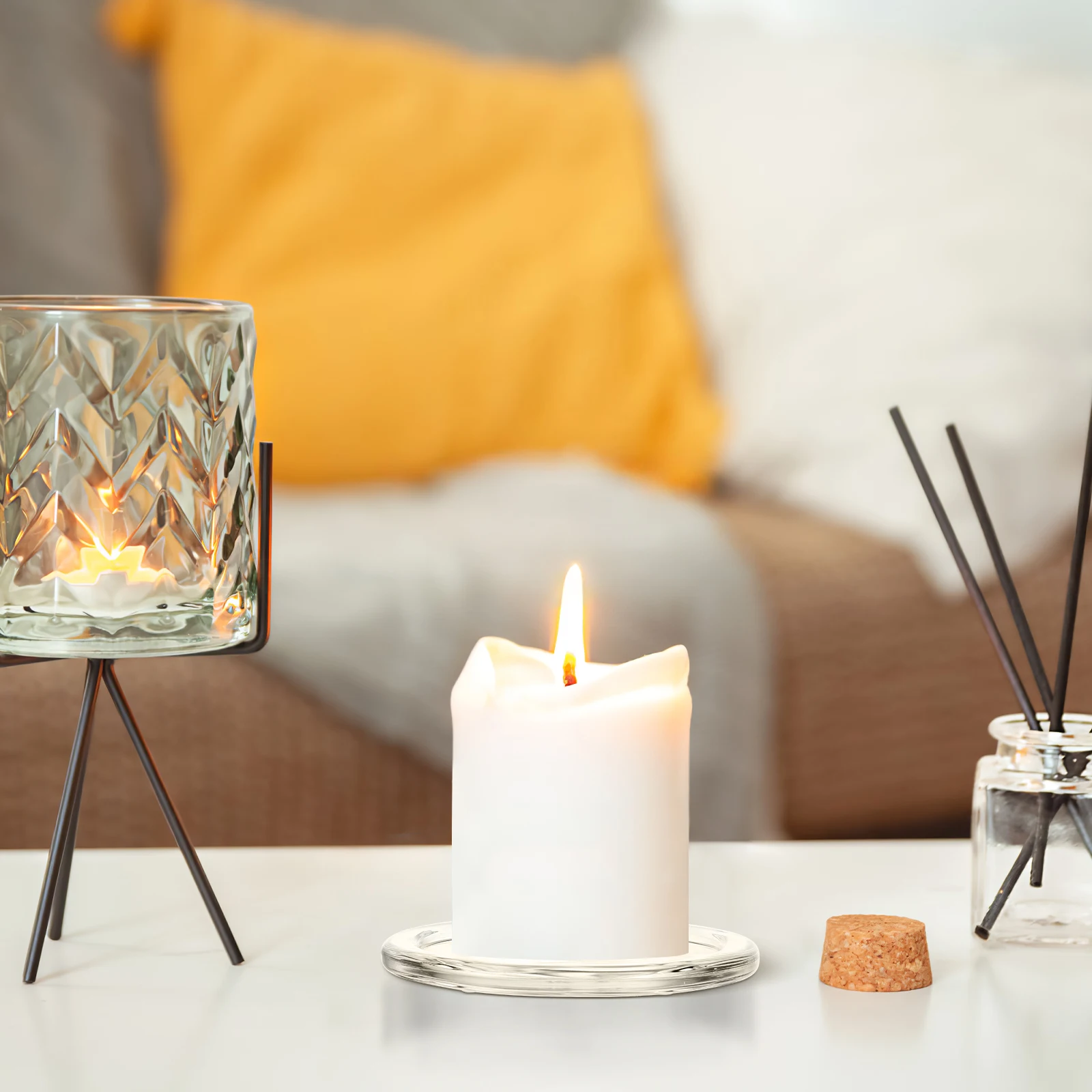 

10Pcs Glass Tray Elegant Sturdy Holder for Vanity Wedding Banquet Decorative Use Portable Storage for Jewelry Scented