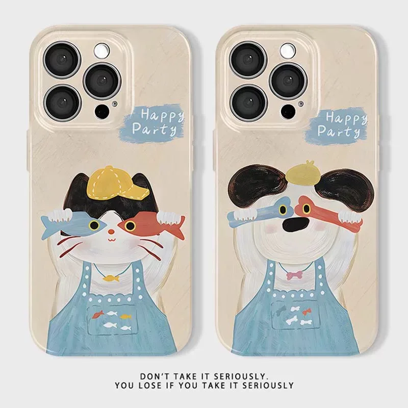 

ins Suspenders Dog Phone Case for IPHONE 17 Air 16E 15 PROMAX 14 Plus 13 12 MINI 11 PRO 16Plus XR XS MAX SE Acrylic Phone Cover