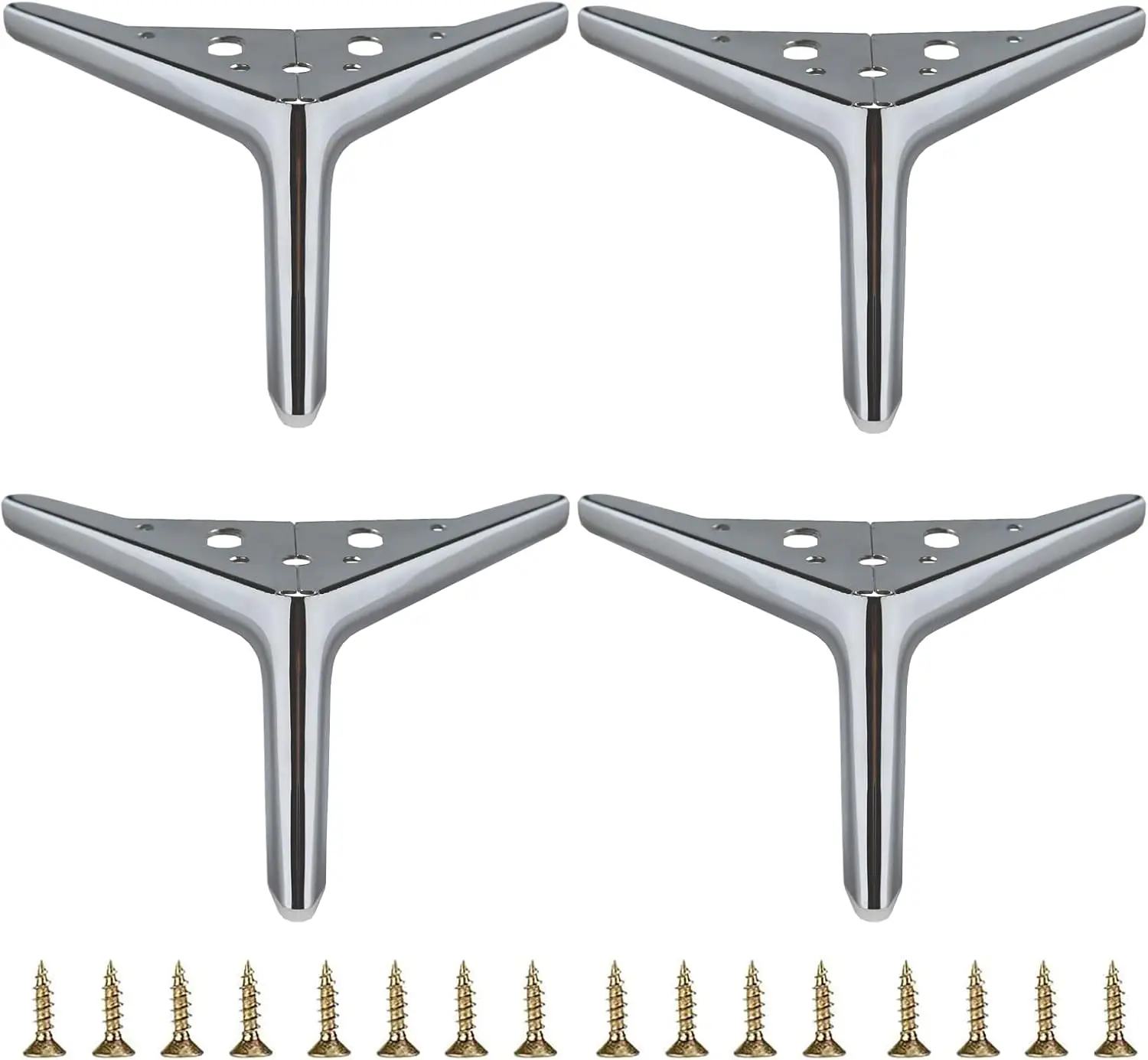 مجموعة أرجل أثاث معدنية فضية لامعة مقاس 4.7 بوصة/12 سم مكونة من 4 قطع، سهلة التركيب، مناسبة للأرائك والخزانة والخزائن والمو #1