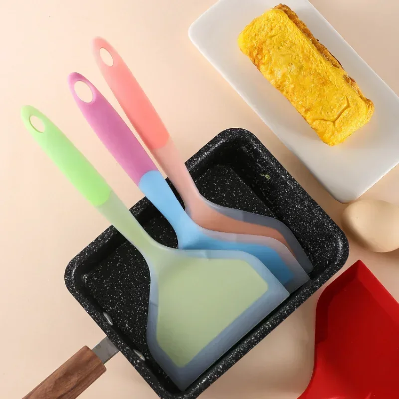 Silicone Pancake Turner Non-stick Fried Egg Turner Beef Meat Pizza Clips Food Grade Spatula BBQ Tools Kitchen Cooking Utensils