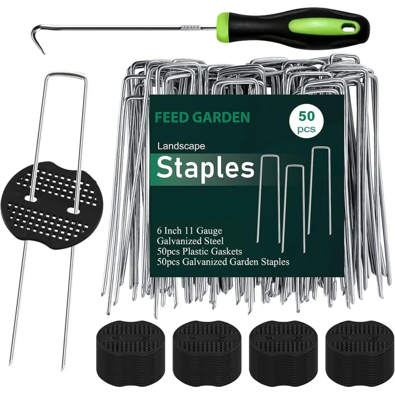 

Gauge Inch Hot-dip Galvanized Garden Stakes + Gaskets 100/200/400pcs Landscape Staples Plant Cover Stakes Tent Stakes
