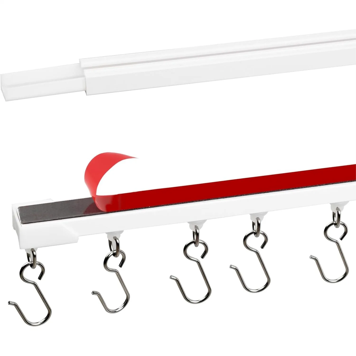 Self Adhesive Curtain Track 12FT, No-Drill Ceiling Mount Curtain Rod for Windows, Easy Install with Strong Adhesive, Lightweight