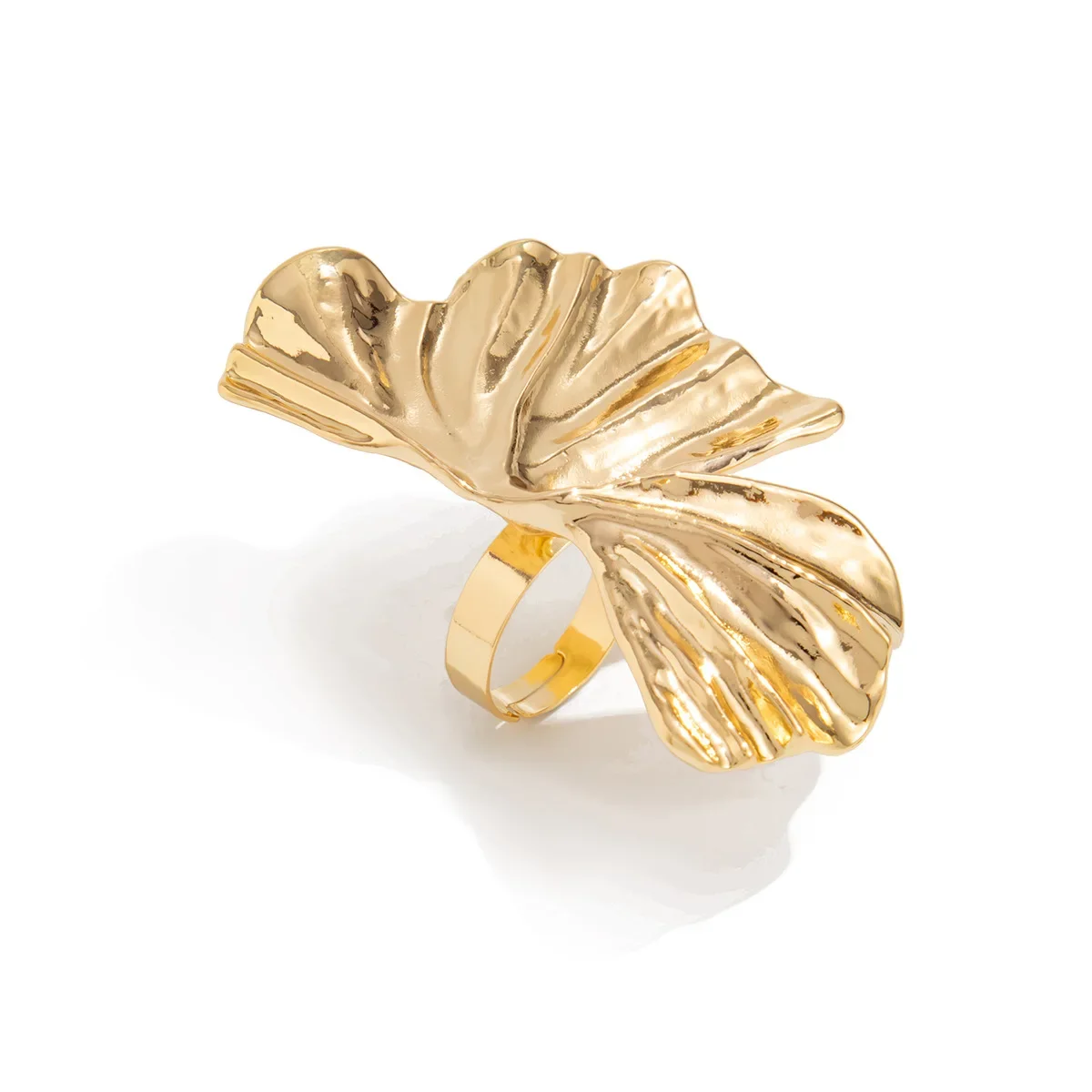 Anillo de hoja de Ginkgo para mujeres y hombres, anillo clásico plisado de Metal con personalidad en forma de abanico, joyería de fiesta Punk