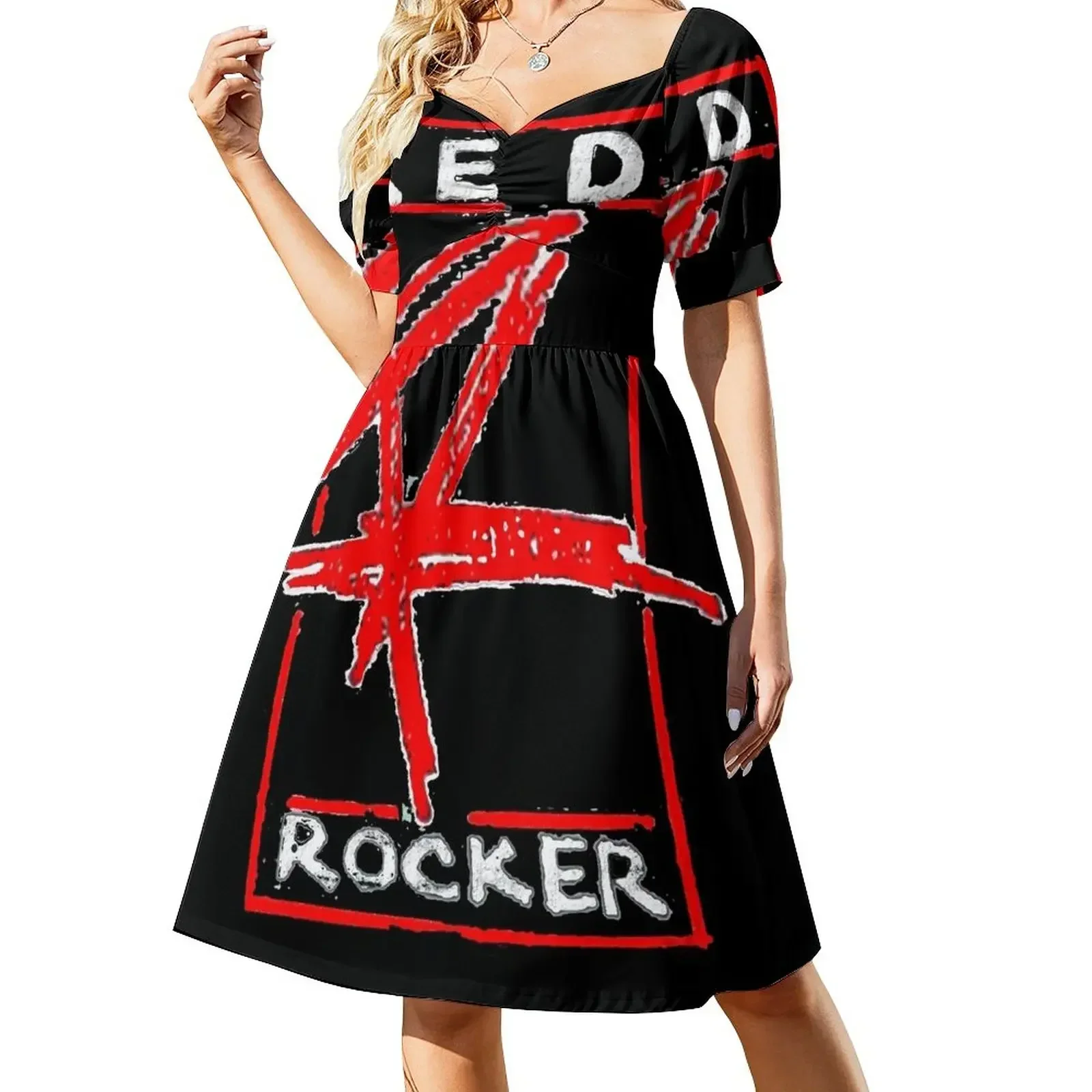 

Red Rocker Short-Sleeved Dress evening dresses ladies women's clothing korea stylish Dress