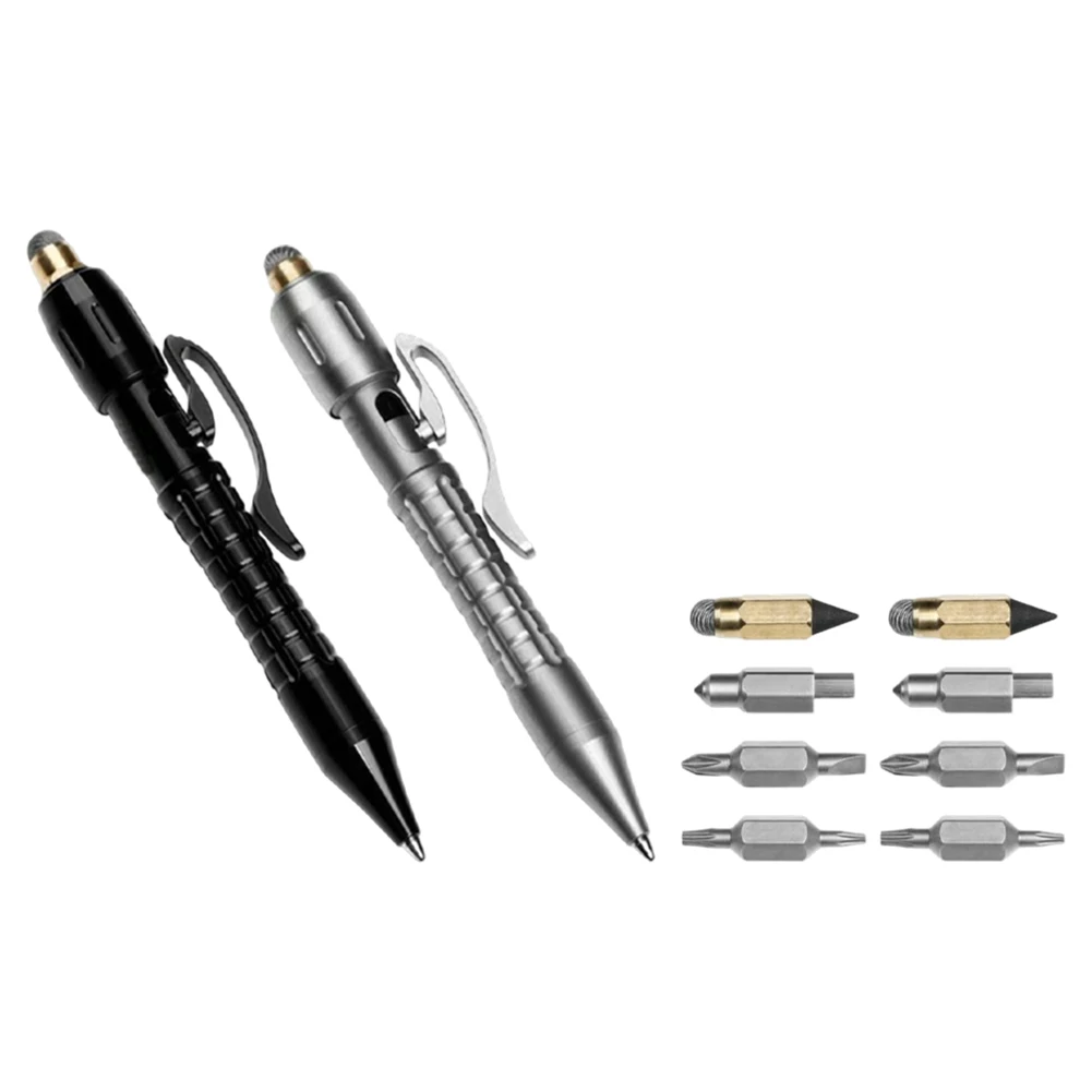 

Multifunctional Titanium Pen EDC Tool With Interchangeable Heads For Writing Tightening Cutting And Touchscreen Operation