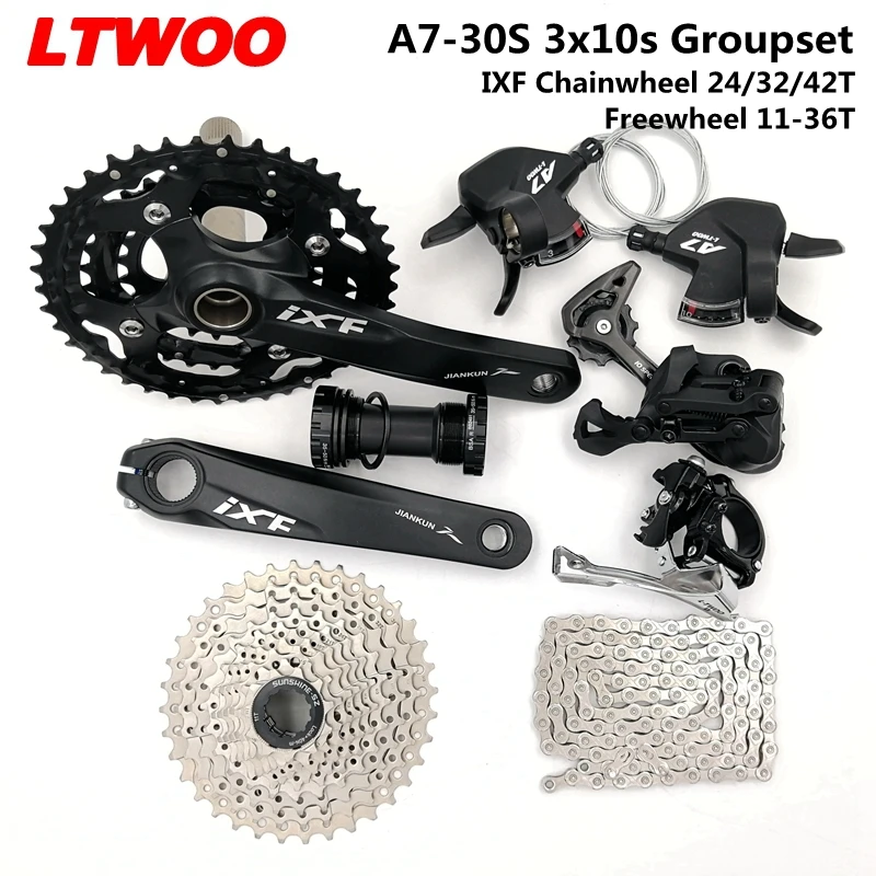 

LTWOO A7 3x10S Groupset 30 Speed Shift Lever Long Derailleur Cassette 24-32-42T Freewheel 36T 42T IXF Crankset ZSC 10v Chains