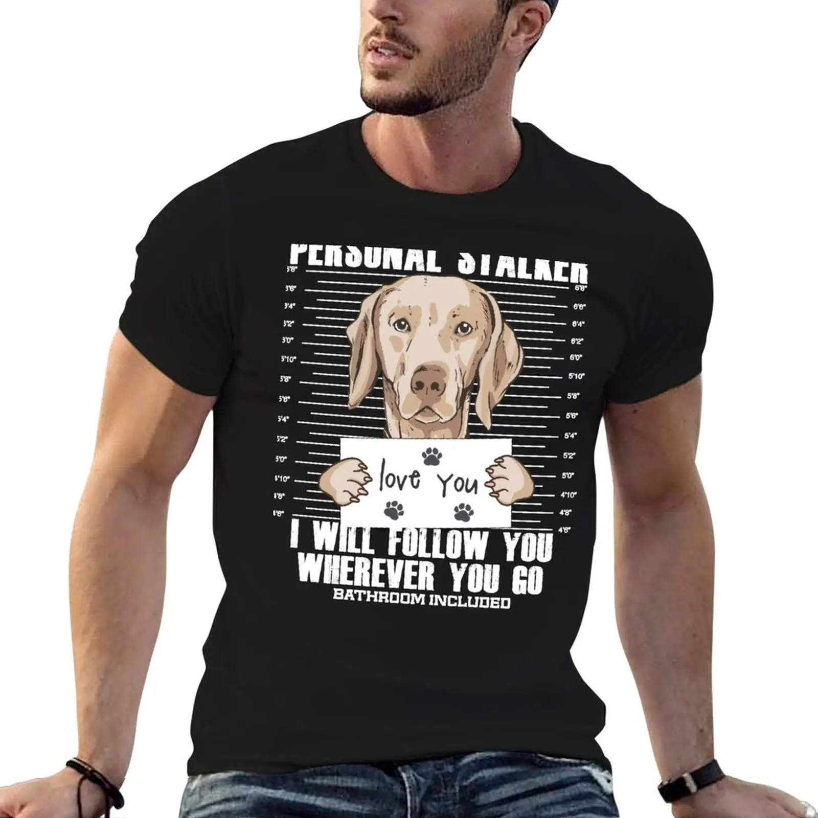 

Weimaraner Dog Funny Stalker Cartoon T-Shirt t shirts for man pack white t shirt man cotton T-Shirt