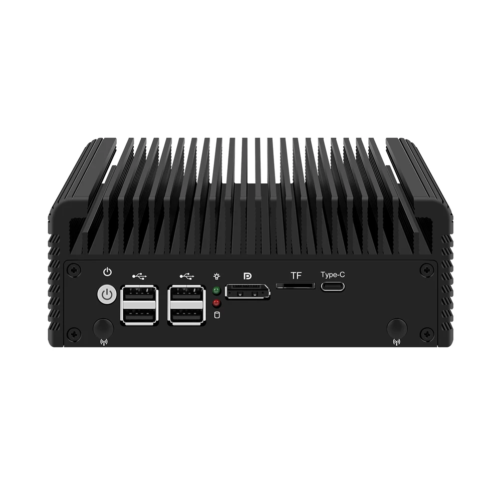 HUNSN Micro Firewall Appliance,Mini PC,pFsense Plus,Intel N100,RJ38,Mikrotik,OPNsense,VPN,Router PC,5 LAN,2HDMI,DP,TF,Type-C