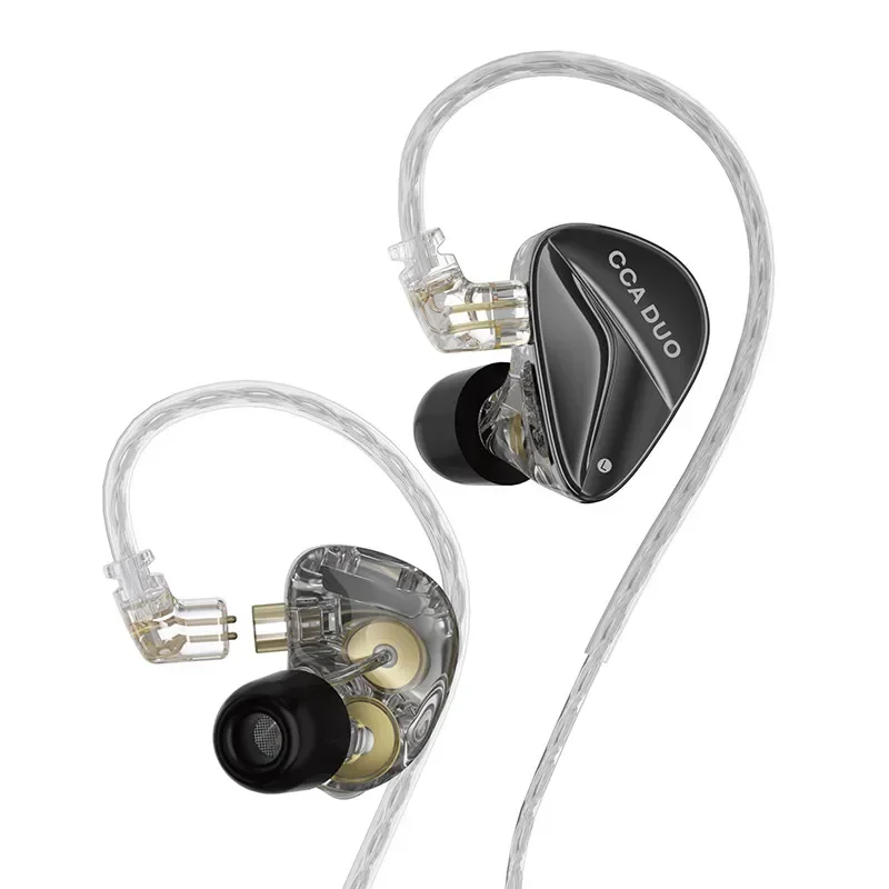 CCA DUO Dual- dynamic Metal Wired Headphone In Ear Monitor Earbuds HiFi Bass Earphone High-performance Headsets PR2 PR1 ZS10PROX