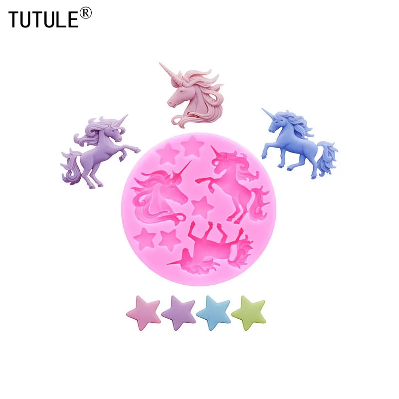 Bricolage cheval Flip bonbons chocolat gâteau Silicone moule 3D licorne goutte colle argile résine époxy bijoux accessoires Silicone moules