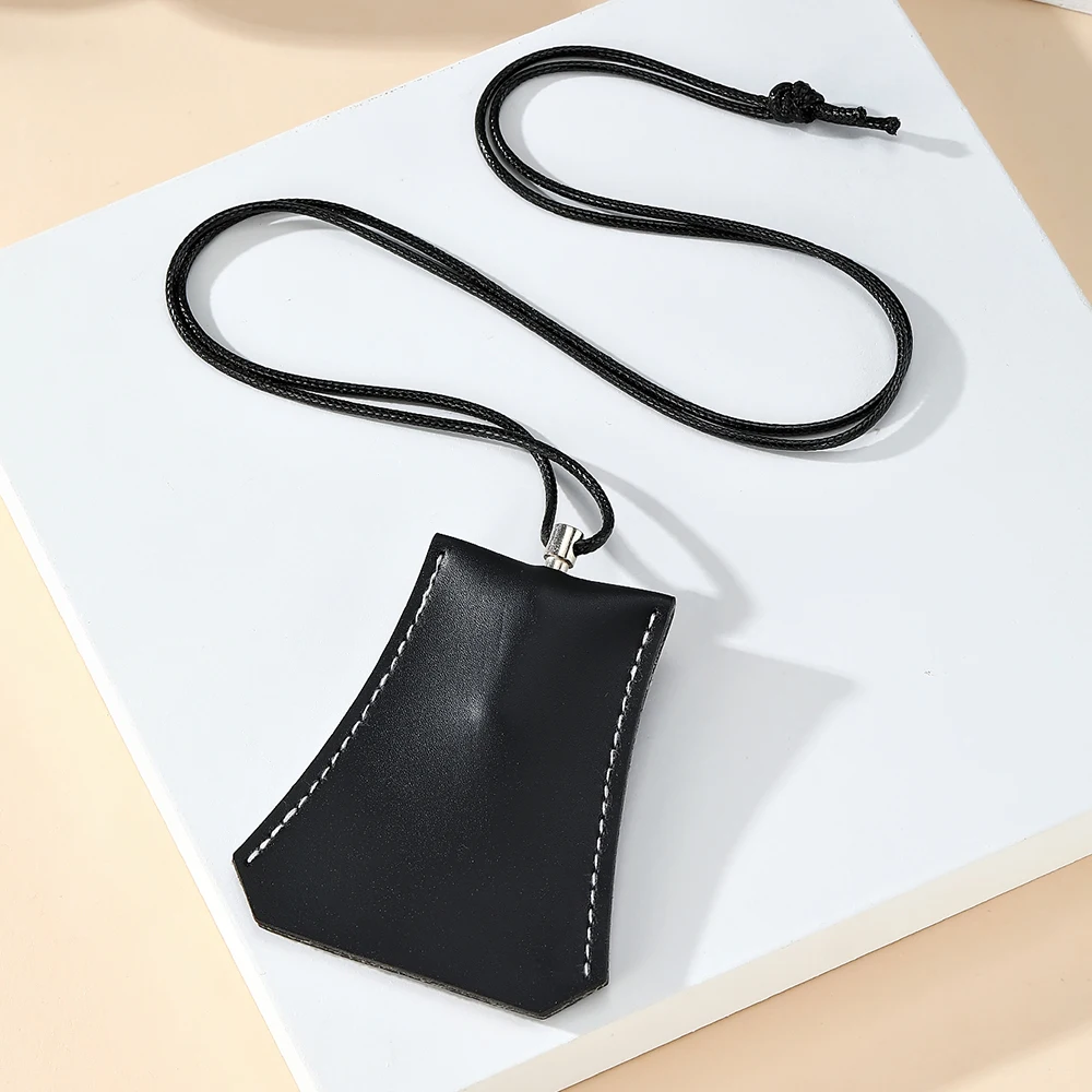 Neck Strap Anti-Lost Pull-Out Keychain Pendant Pu Leather Keychain Bag Bluetooth Earphone Storage Pouch Small Items Neck Necklace