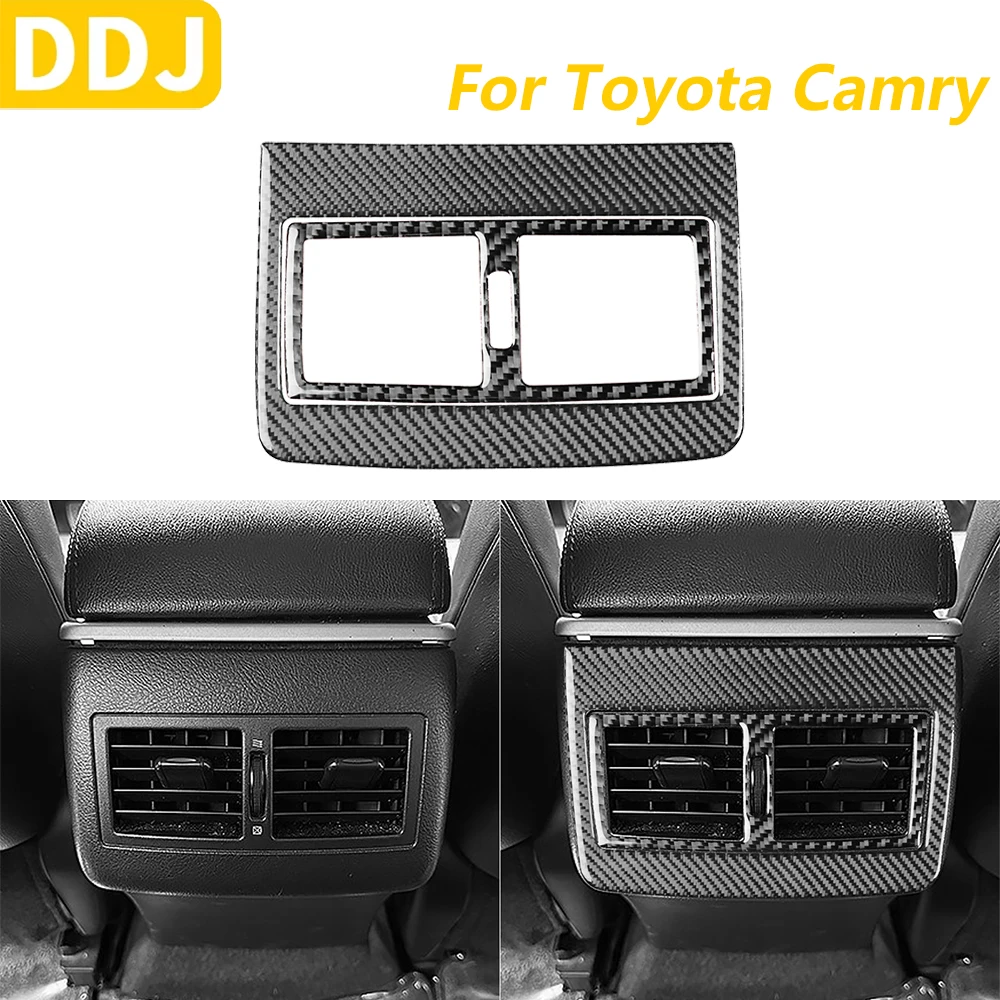 

For Toyota Camry 2007-2011 Real Carbon Fiber Rear Air Conditioning Vent Outlet Panel Cover Trim Car Accessories Interior Sticker