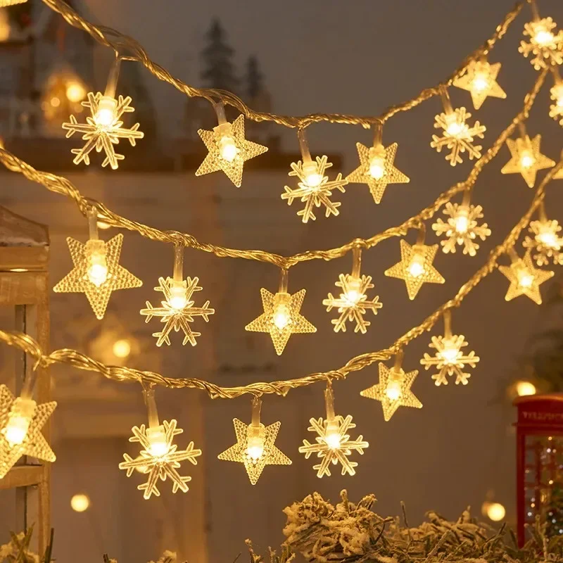 3M 20Leds Weihnachten Neujahr Lichter Schneeflocke Lichterketten Lichterkette Stern Ball LED Lampe für Zuhause Weihnachtsbaum Garten Dekor
