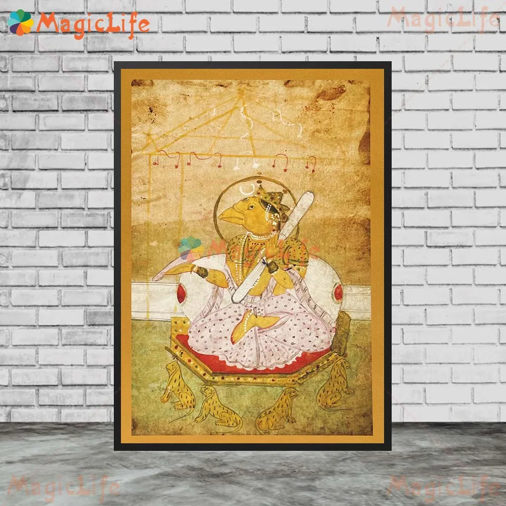 Vintage 19th Manuscript Mythology Religion HinduismWall Pictures For Living Room Decor Poster Wall Art Canvas Painting Unframed