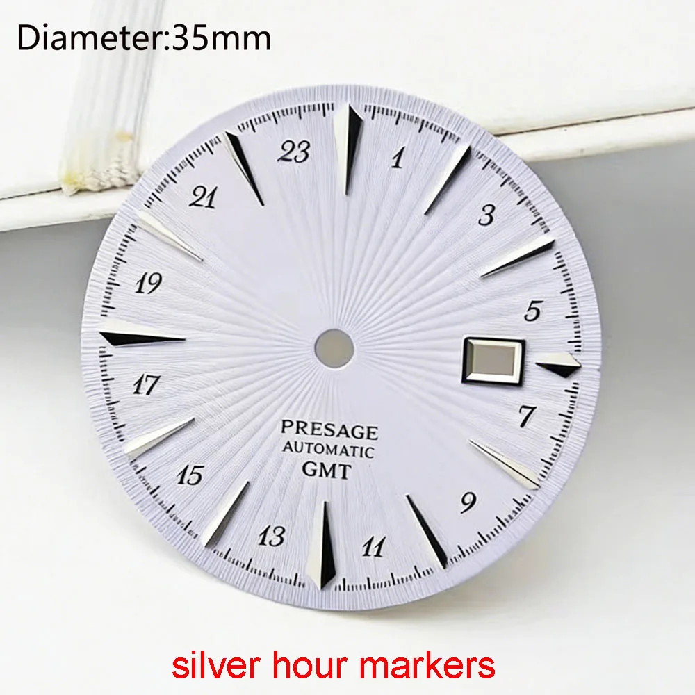 presage GMT dial NH34 S logo dial 35mm sunburst non luminous dial fit Japanese NH34 mechanical watchmods modification parts