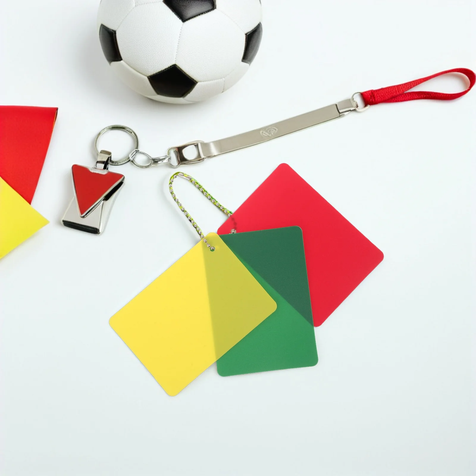 

4 set Referee Cards Set Red Yellow Green Football Volleyball Rugby Portable Kit Sturdy Soccer Penalty Card