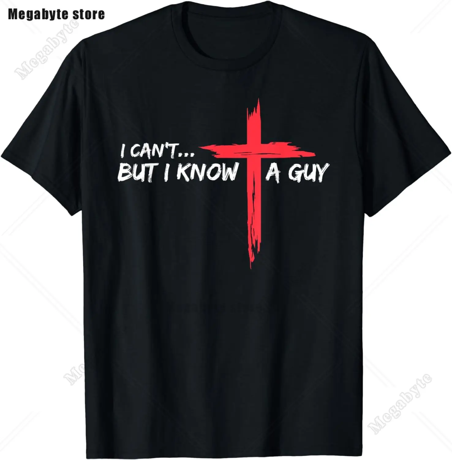 T-shirt unisexe noir surdimensionné en coton avec motif textuel Croix Rouge « I Can't But I Know A Guy » style streetwear Y2K – Collection été 2026