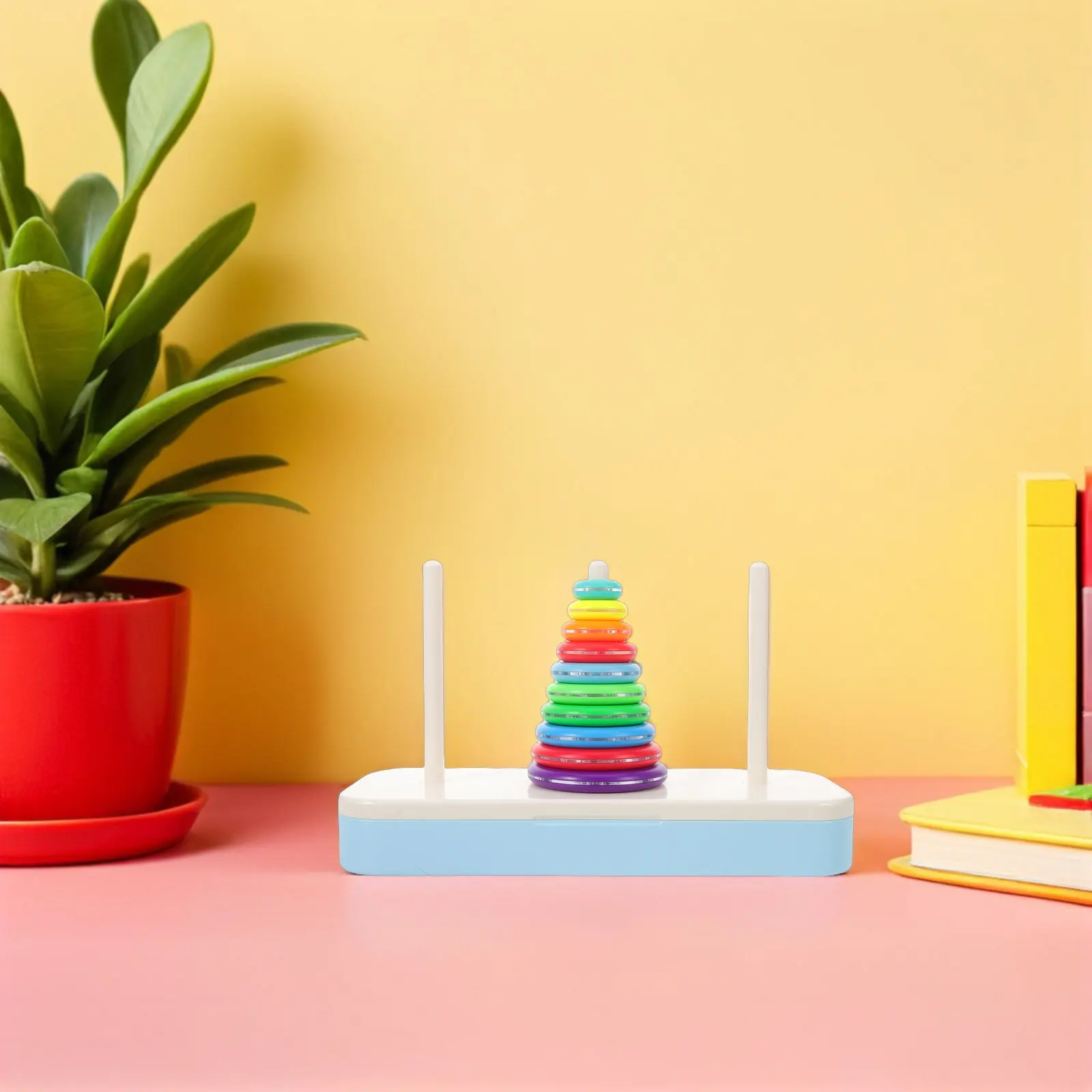 

10-Layer Hanoi Tower Puzzle Stacking Game for Toddlers - Montessori Early Learning Educational Activity Set - Color Sorting