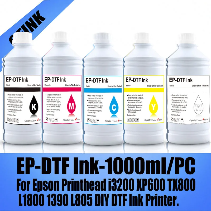 حبر EP-DTF لفيلم DTF فيلم النقل المباشر نقل الحرارة لحبر طابعة Epson I3200 L1800 L800 L805 XP600 TX800 PET
