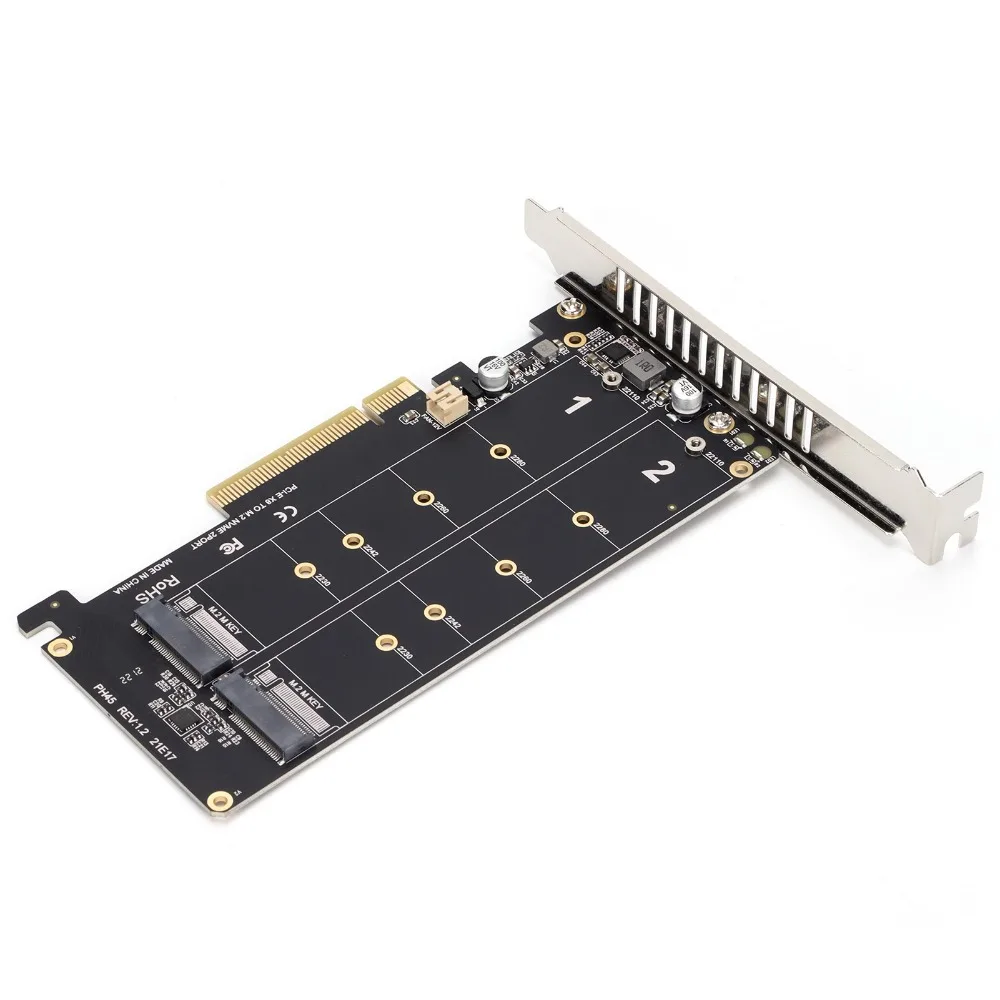 2 X 32Gbps M.2 NVME PCIE Adapter Card Dual Port High Performance M.2 NVMe Adapter Card PCIe Expansion Card Storage Solution