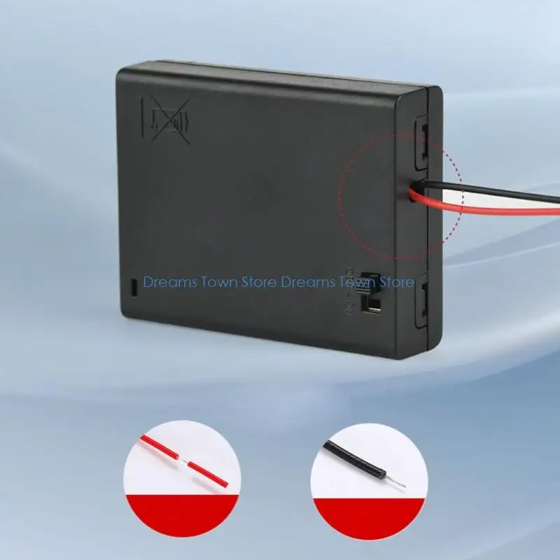 HX6A 4Slot 3A Battery Holder with Spring Contacts and On Off Switcher for 6V Devices Color Wire Included