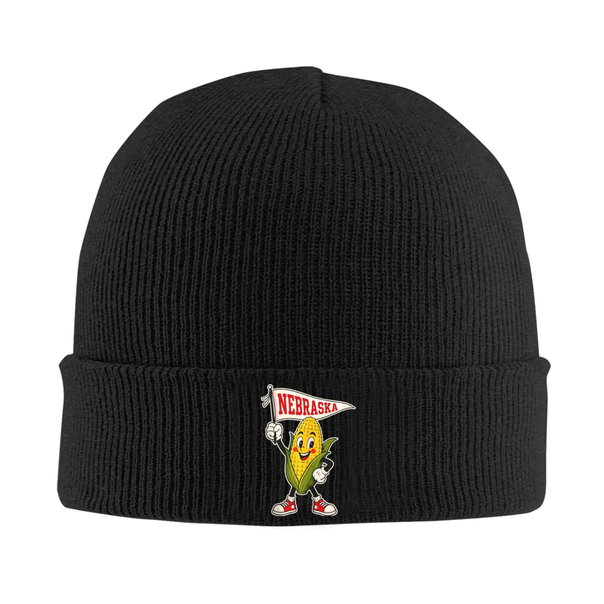Nebraska Corn Beanie Hats  Bonnet Hats Men Women Unisex Retro Kpop Knitting Hat Spring Printed Elastic Caps