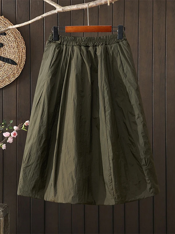 Falda larga de algodón Thiened para mujer, falda artística de talla grande, cálida, por debajo de la rodilla, acampanada, a la moda, Otoño Invierno