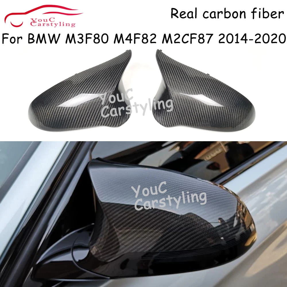 ABS+ Echt-Carbonfaser-Spiegelabdeckung für BMW M3 F80 M4 F82 F83 2014-2020 Ersatz-Spiegelkappen für Seitentüren und Rückspiegel