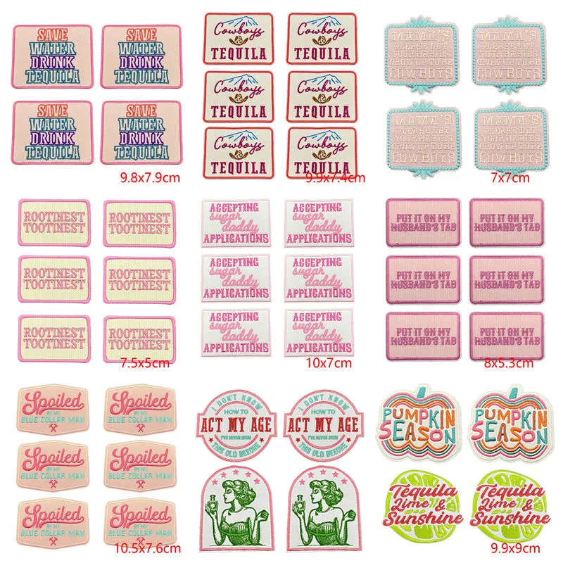 

10 шт., оптовая продажа, нашивка с надписью и вышивкой, железные нашивки для одежды, вышитые нашивки с мультяшными буквами на одежде, значки