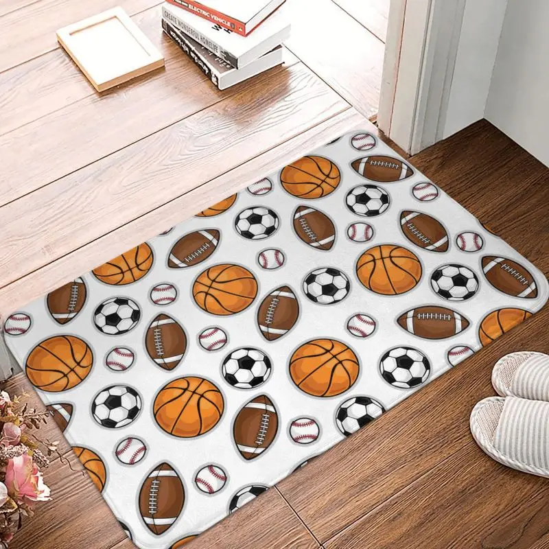 Custom Basketball Football Rugby Pattern Doormat Non-Slip Bathroom Kitchen Mat Living Room Floor Door Entrance Carpet Rug