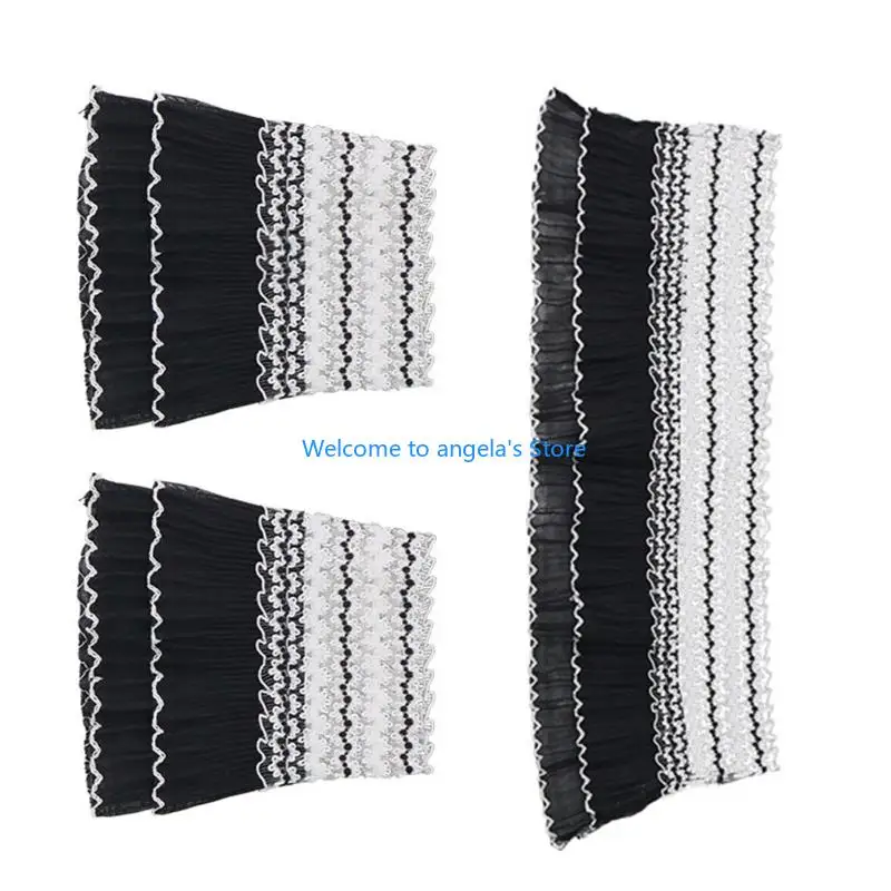 X4YC زخرفة دانتيل مفصلة للخادمة مزين بالدانتيل على الطراز القوطي، ملابس يومية متينة