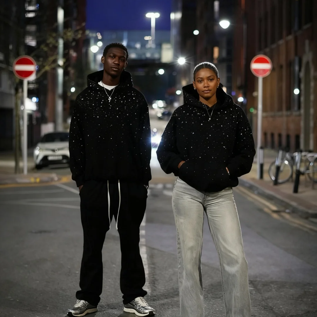 Męska i damska bluza z kapturem, z długim rękawem, w stylu retro, z motywem niebiańskim i wzorem diamentów, wygodna kurtka.