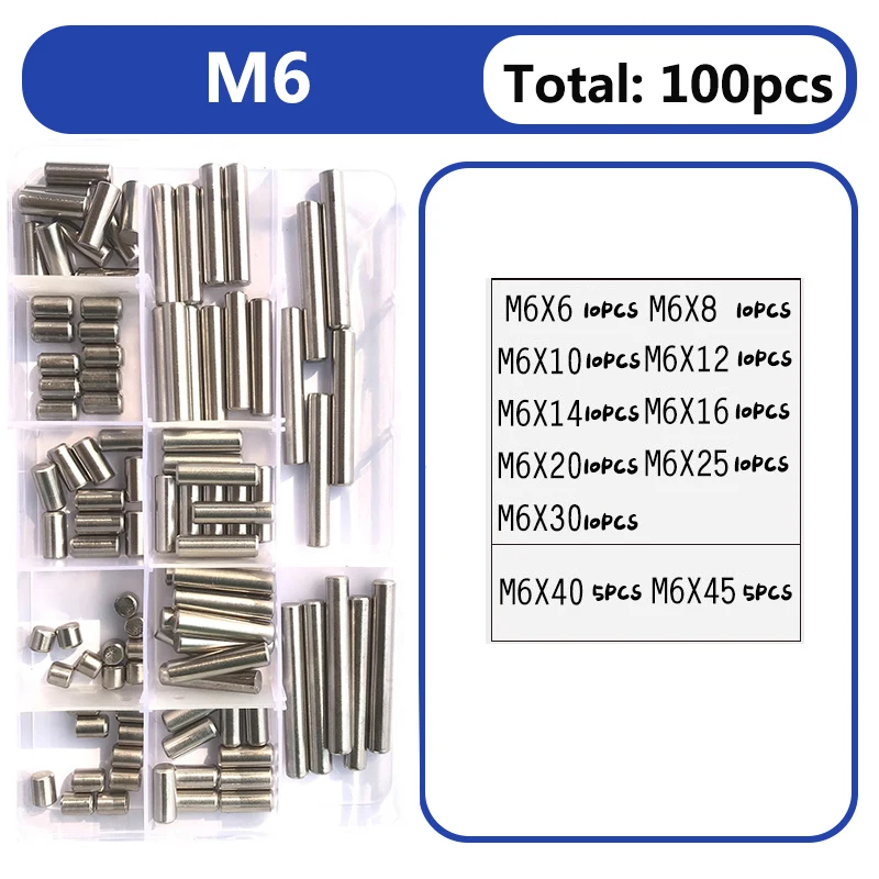 M1 M1,5 M2,5 M3 M4 M5 M6 M8 Zylinderstift Ortungsdübel-Set 304 Edelstahl Fester Sicherungsstift Wellenbefestigung Metall Vollstab – Detail 14