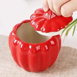 300ml Pumpkin Food Jar pumpkin candy jar pumpkin-shaped canister Ceramic Food Storage Pot Kitchen Canister Storage Jar with lid