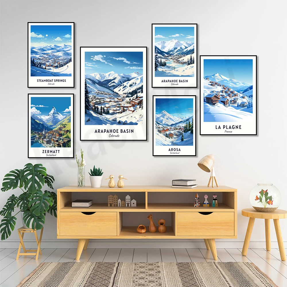 Arapahoe Basin, Deer Valley Utah, La Plagne, Val Gardena, Steamboat Springs, Swiss Skiing, Big Bear Skiing Print, Travel Poster