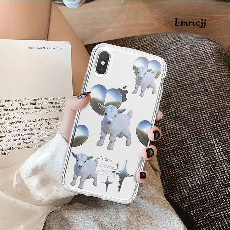 Lmmcjj Lamb Heart Phone Case For Samsung Galaxy S21 FE S22 S23 Plus A12 A23 A32 A53 5G A51 A71 A72 Note 20 Silicone iPhone Cover