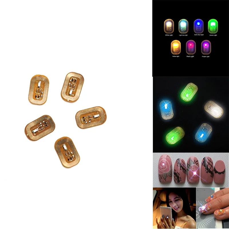 5Pcs NFC Flash Nail Sticker LED Bare Chip Intelligent Luminous Nail Lamp Nail Sticker Enhancement